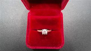 Lady's Diamond Solitaire Ring .50 CT. 10K Yellow Gold 2.5g Size:6.5